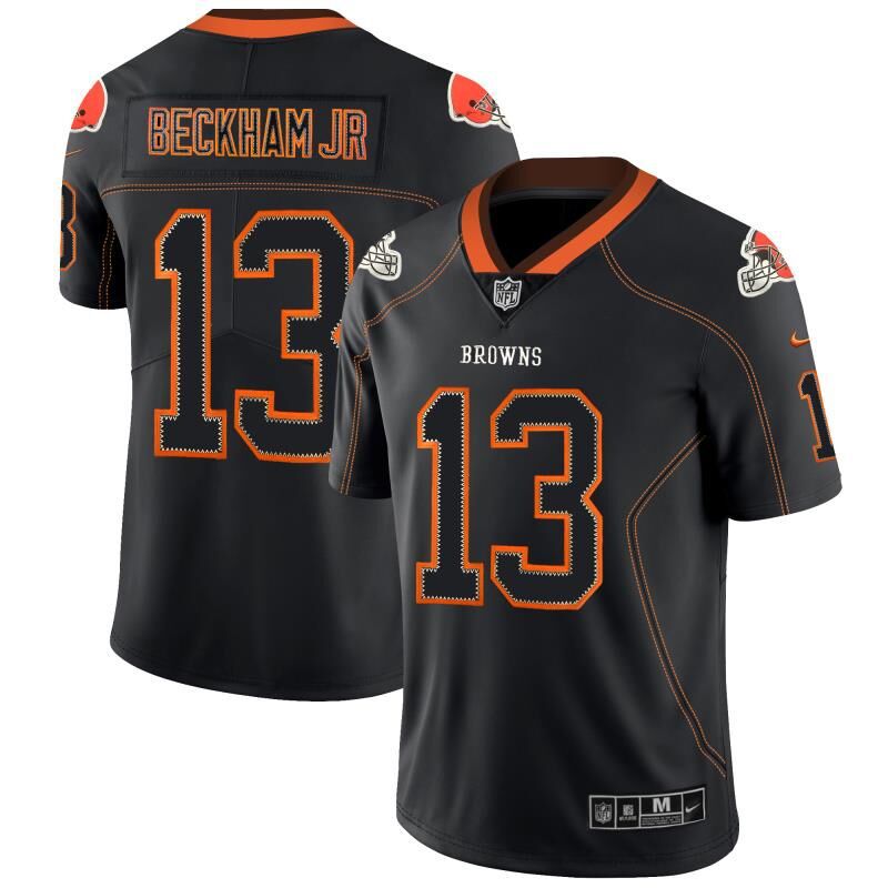 Men Cleveland Browns #13 Beckham Jr Nike Lights Out Black Color Rush Limited NFL Jerseys